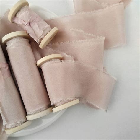 Dusty Nude Silk Ribbon Nude Pink Silk Ribbon On Wood Spool Etsy