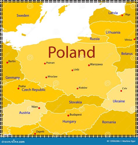 Poland Map Stock Vector Illustration Of Atlas Poland 13906386