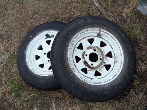 Lot Detail - TWO MOUNTED 13" TIRES AND WHEELS FOR UTILITY TRAILER