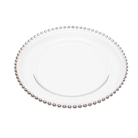 Glass Beaded Charger Plate Silver 12 5 Iep International Event Products