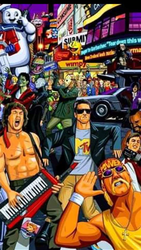 80s 90s collage, 3d, ghost busters, hulk hogan, rambo, thriller, wrestling, wwf, HD phone ...