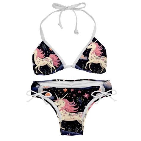 Starry Unicorn Detachable Sponge Adjustable Strap Bikini Set Swim Wear