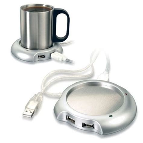 USB Warmer Sliver Warm Tea Coffee Cup Mug Warmer USB Heater Pad With 4 ...