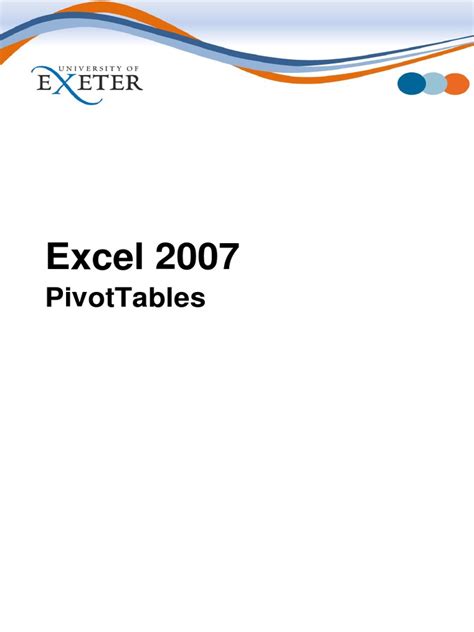 Excel 2007 Pivot Tables Manual | PDF | Microsoft Excel | Computing