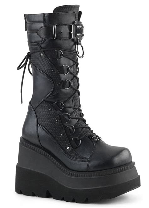 Demonia Shaker 70 Gothic Wedge Boot Attitude Clothing