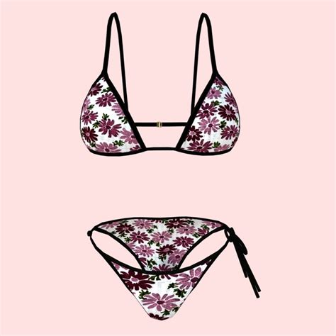 3D Model Sexy FlowerPrint Bikini P06 VR AR Low Poly CGTrader