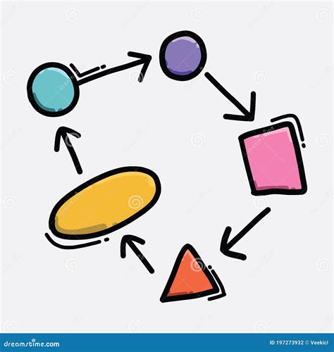 Diagram Connect Color Vector Icon Drawing Sketch Illustration Hand