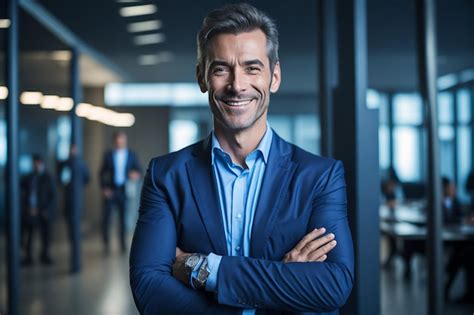 Premium Photo Happy Middle Aged Business Man Ceo Standing In Office