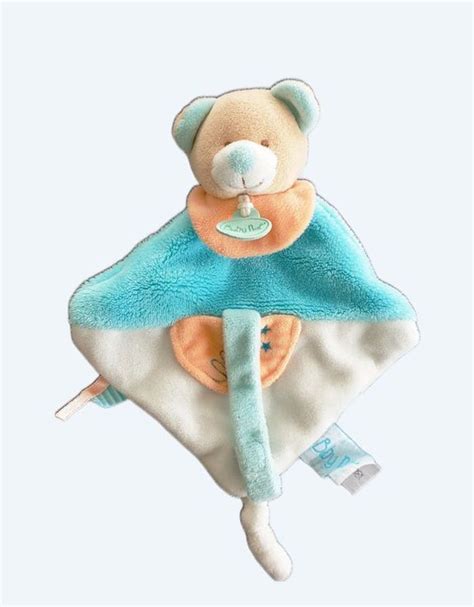 Doudou Ours Bleu Orange Super Tetine Baby Nat Babynat Beebs