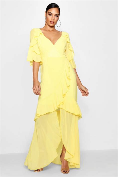 Chiffon Ruffle Maxi Dress Boohoo Uk