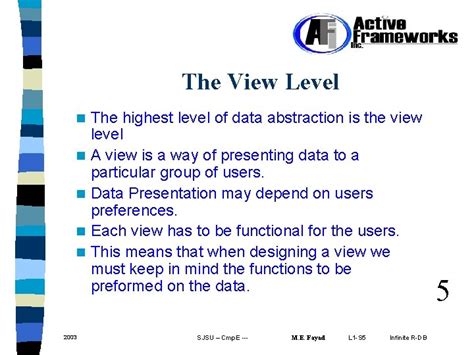 Database Design Dr M E Fayad Professor Computer