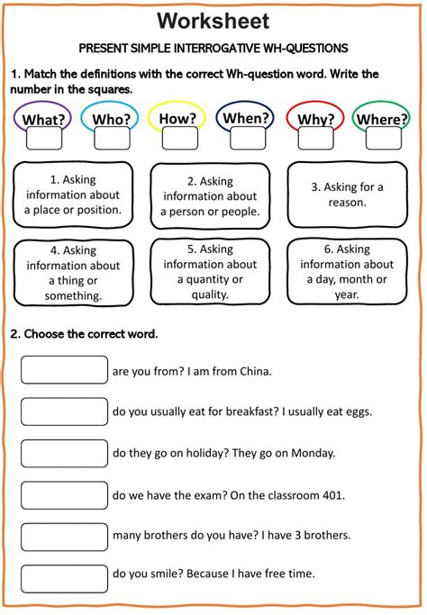 Ejercicio Online De WH QUESTIONS Para 1ero De Secundaria Simple Present