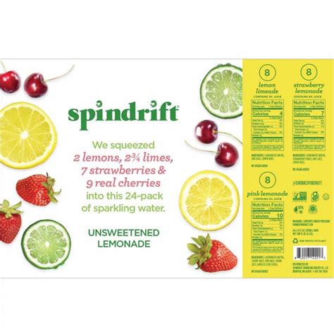 Spindrift Unsweetened Lemonade Sparkling Water Variety Pack 12 Fl Oz