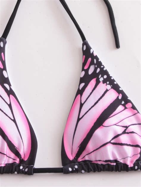 Butterfly Print Halter Triangle Bikini Shein Usa