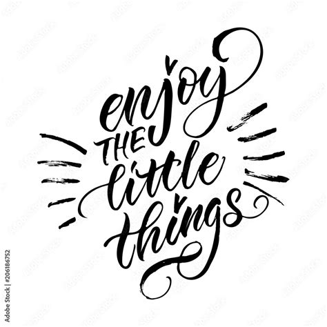 Enjoy The Little Things Black Vintage Style Calligraphy With Text Lettering Sticker Hand