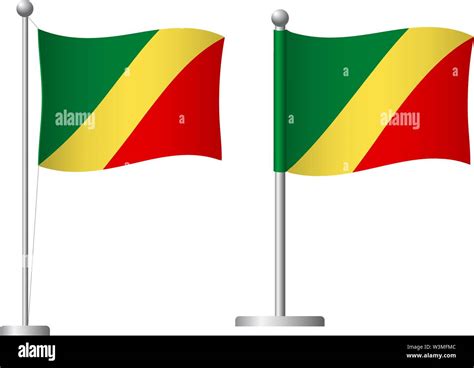 Congo Flag On Pole Metal Flagpole National Flag Of Congo Vector