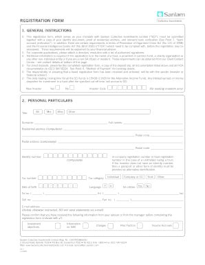 Fillable Online Sanlam Co Eng Registration Form Q Sanlam Co Fax