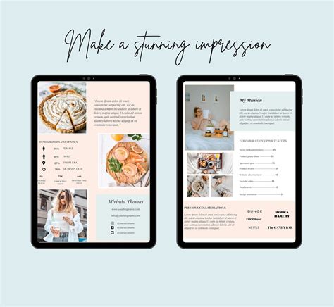 Food Blogger Media Kit Template Canva Template Influencer Etsy