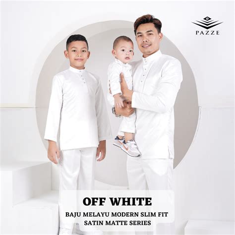 Set Sedondon Baju Melayu Modern Slim Fit Off White Shopee Malaysia