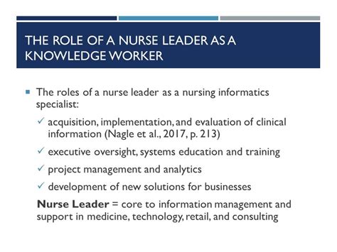 Nurse Leader As A Knowledge Worker Words Presentation Example