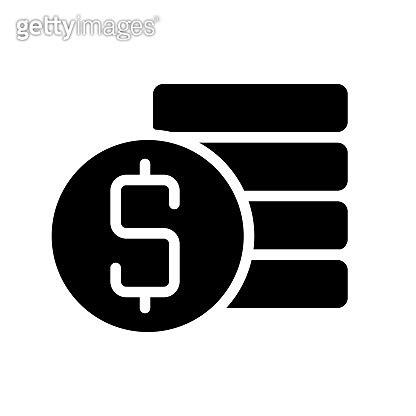 Coins Stack And Dollar Symbol Black Glyph Icon