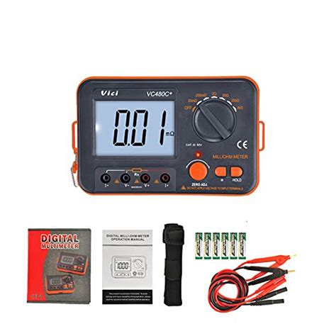 VC480C Milliohm Meter Digital Milli Ohm Meter LCD Backlit 4 Wire Test