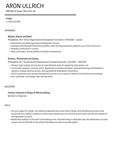 Organizational Development Consultant Resume Samples Velvet Jobs