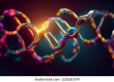 Glowing Golden Dna Double Helix Chromosomes Stock Illustration