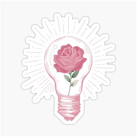 Light Bulb With Pink Flowers Sticker For Sale By Reilyart Redbubble