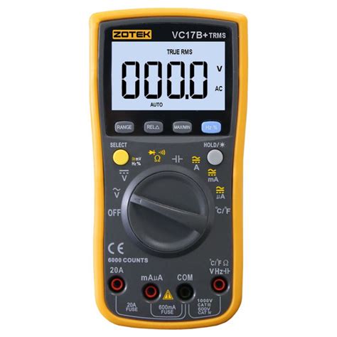 Blue Yellow Color RM101 Digital Multimeter 6000 Counts Backlight AC DC