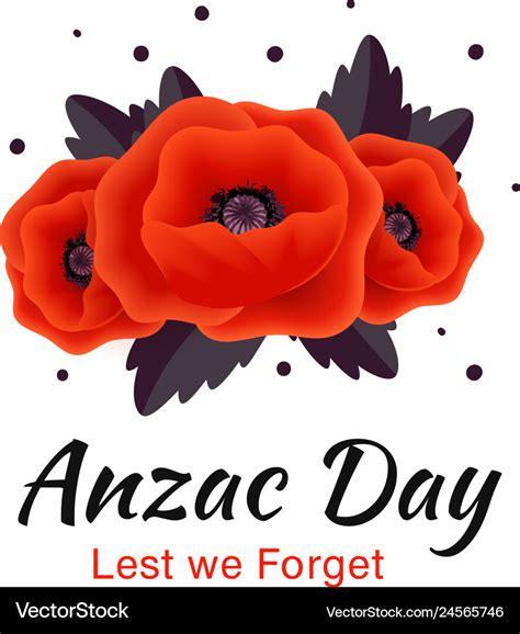 Anzac day card red poppy flower Royalty Free Vector Image