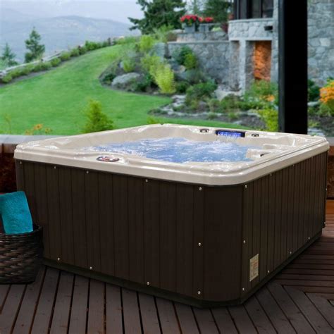 American Spas 6 Person 30 Jet Premium Acrylic Lounger Sterling Silver Spa Hot Tub With Backlit