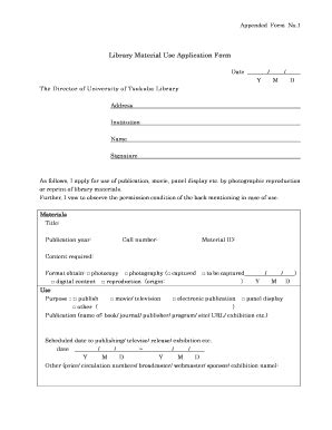 Fillable Online Tulips Tsukuba Ac Library Material Use Application Form