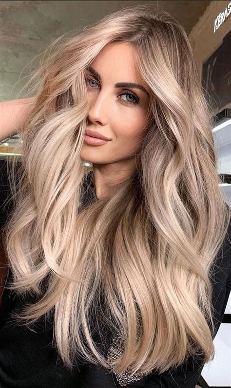 The 45 Prettiest Hair Colours For Winter Pearl Rose Blonde Long Hair
