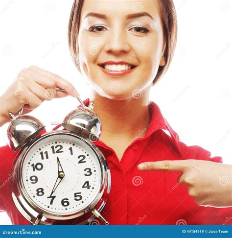 The Business Woman With An Alarm Clock Stock Image Image Of Female Clock 44154919