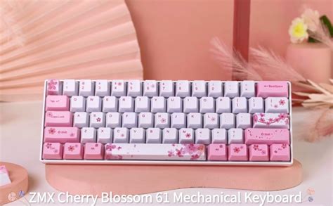 ZMX Cherry Blossom Pink Mechanical Gaming Wired Keyboard Keys Mini OUTEMUGAOTE Hot