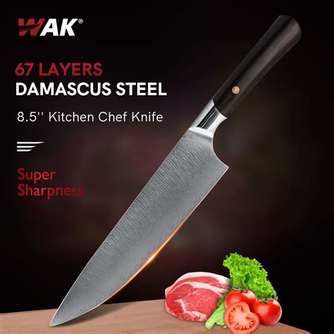 Wak Professional Layers Damascus Steel Chef Knife Kitchen Chef