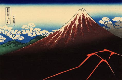 葛飾北斎の山下白雨富嶽三十六景の解説 富士山はどの場所の視点から描かれているのか？