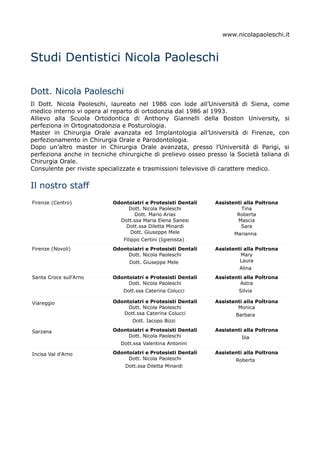 Studi Dentistici Nicola Paoleschi Staff PDF