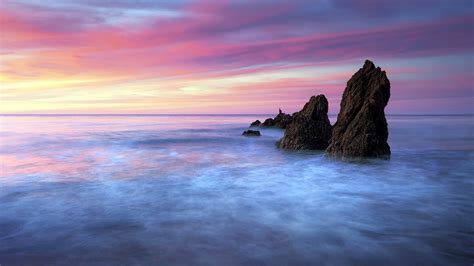 Fondos De Pantalla Paisaje Vistoso Puesta De Sol Mar Agua Rock