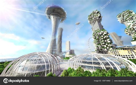 Concept Future City Skyline Futuristic Business Vision Concept 3d