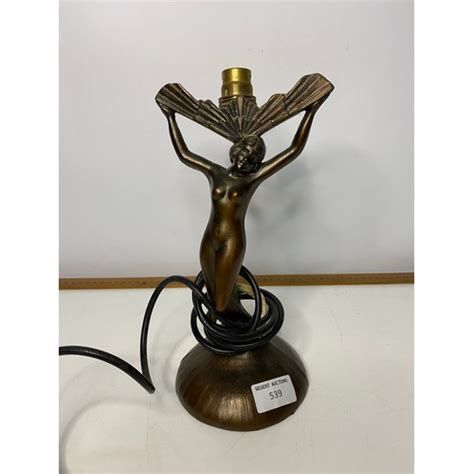 Art Deco Nude Lady Lamp Possibly Bronze Or Spelter No Shade