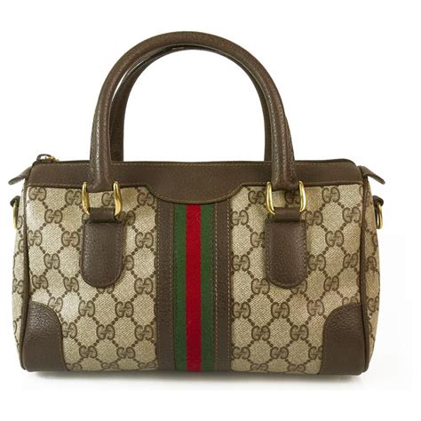 Cartable En Toile Enduite De Monogramme GG En Cuir Marron De Gucci Sac