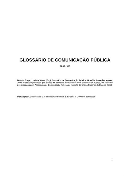 Pdf GlossÁrio De ComunicaÇÃo PÚblica · 2 Apresentação Comunicação