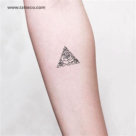 Rose Triangle Temporary Tattoo Set Of 3 Tatteco