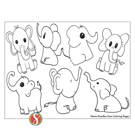 Free Elephant Coloring Pages — Stevie Doodles