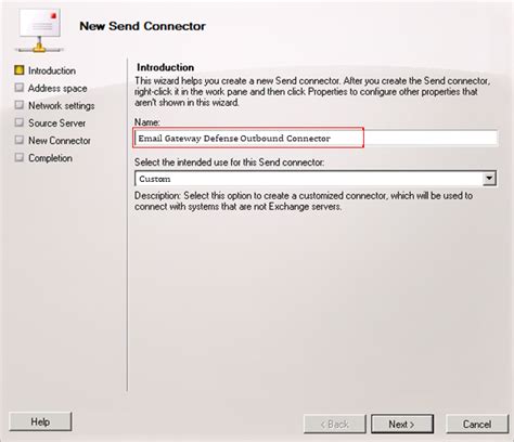 Step 2 Configure Email Gateway Defense For Exchange Server 2007 And