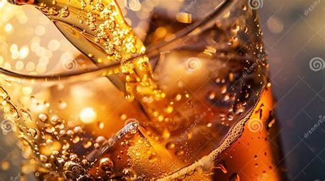 Generative Ai Detail Of Pouring Beer Into Glass Closeup Abstract