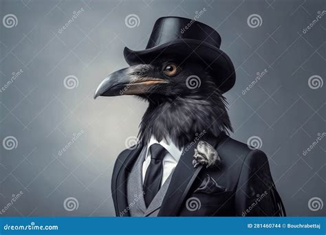 Portrait Of A Crow Dressed In A Formal Business Suit Stock Illustration Illustration Of