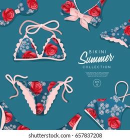 Set Summer Swimsuit Bikini Collection Vector Stock Vector Royalty Free 657837208 Shutterstock